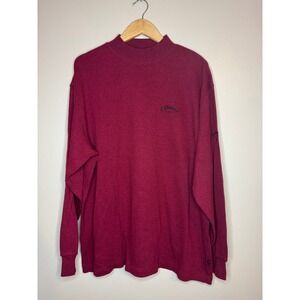 Callaway Golf Sport Men XL Mock Neck Long Sleeve Shirt Burgundy Cotton Micro Rib